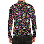 Hippie Peace Sign And Love Pattern Print Men's Long Sleeve Rash Guard