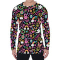 Hippie Peace Sign And Love Pattern Print Men's Long Sleeve T-Shirt
