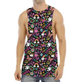 Hippie Peace Sign And Love Pattern Print Men's Muscle Tank Top