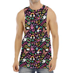 Hippie Peace Sign And Love Pattern Print Men's Muscle Tank Top