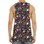 Hippie Peace Sign And Love Pattern Print Men's Muscle Tank Top