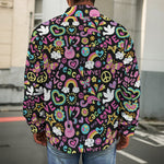 Hippie Peace Sign And Love Pattern Print Men's Shirt Jacket