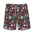 Hippie Peace Sign And Love Pattern Print Men's Athletic Shorts
