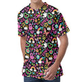 Hippie Peace Sign And Love Pattern Print Men's Velvet T-Shirt