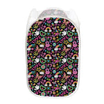 Hippie Peace Sign And Love Pattern Print Mesh Laundry Hamper