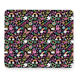 Hippie Peace Sign And Love Pattern Print Mouse Pad