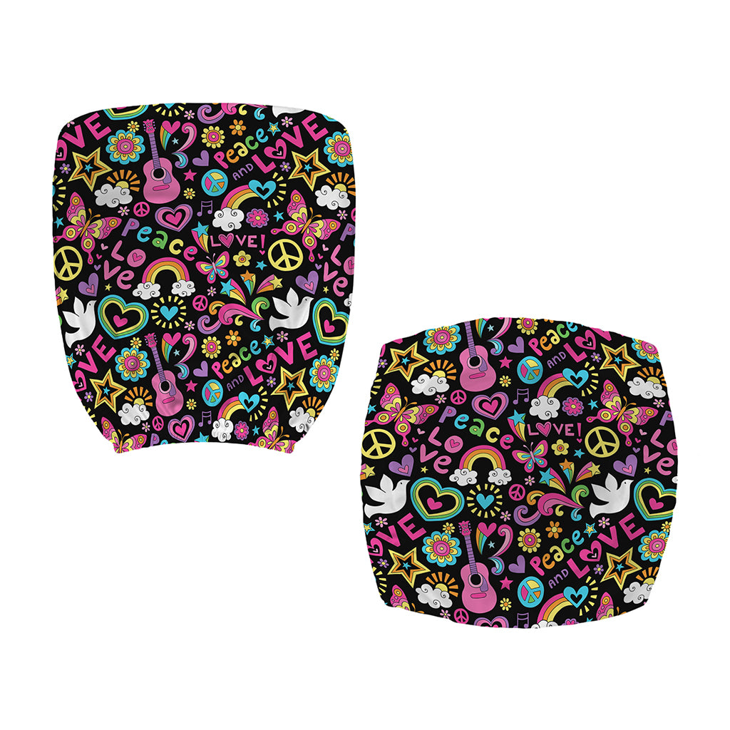 Hippie Peace Sign And Love Pattern Print Office Chair Cover