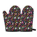 Hippie Peace Sign And Love Pattern Print Oven Mitts