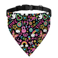 Hippie Peace Sign And Love Pattern Print Over The Collar Dog Bandana