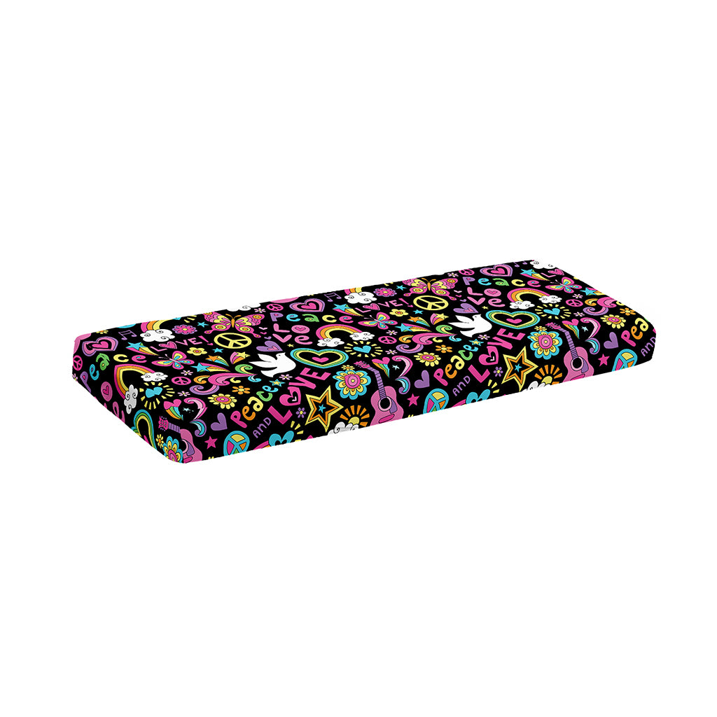 Hippie Peace Sign And Love Pattern Print Piano Keyboard Cover
