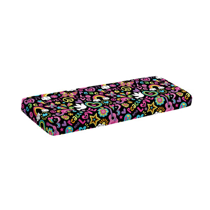Hippie Peace Sign And Love Pattern Print Piano Keyboard Cover