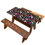 Hippie Peace Sign And Love Pattern Print Picnic Table Cover