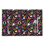 Hippie Peace Sign And Love Pattern Print Placemat