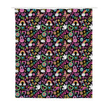 Hippie Peace Sign And Love Pattern Print Polyester Shower Curtain