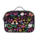 Hippie Peace Sign And Love Pattern Print Portable Lunch Bag