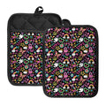 Hippie Peace Sign And Love Pattern Print Pot Holders With Pocket