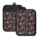 Hippie Peace Sign And Love Pattern Print Pot Holders With Pocket