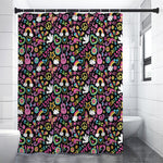 Hippie Peace Sign And Love Pattern Print Premium Shower Curtain