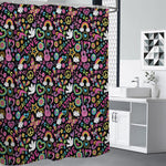 Hippie Peace Sign And Love Pattern Print Premium Shower Curtain
