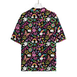 Hippie Peace Sign And Love Pattern Print Rayon Hawaiian Shirt