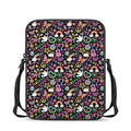 Hippie Peace Sign And Love Pattern Print Rectangular Crossbody Bag