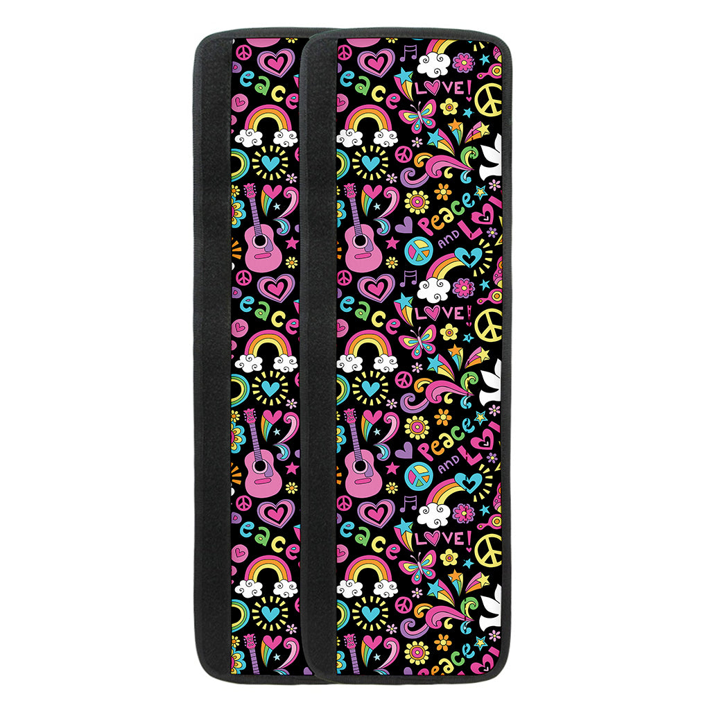 Hippie Peace Sign And Love Pattern Print Refrigerator Handle Covers