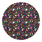 Hippie Peace Sign And Love Pattern Print Round Blanket