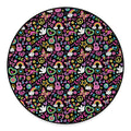 Hippie Peace Sign And Love Pattern Print Round Floor Mat