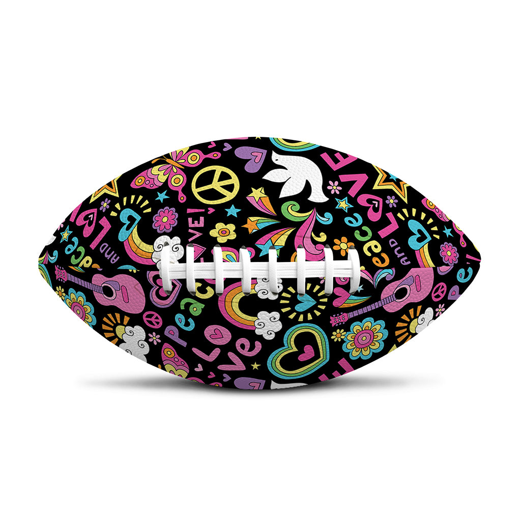 Hippie Peace Sign And Love Pattern Print Rugby Ball