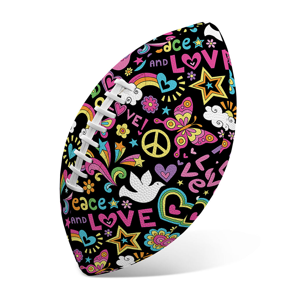 Hippie Peace Sign And Love Pattern Print Rugby Ball