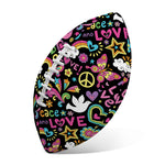 Hippie Peace Sign And Love Pattern Print Rugby Ball