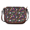 Hippie Peace Sign And Love Pattern Print Saddle Bag