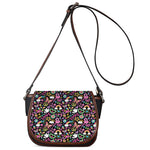 Hippie Peace Sign And Love Pattern Print Saddle Bag