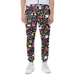 Hippie Peace Sign And Love Pattern Print Scuba Joggers