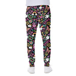 Hippie Peace Sign And Love Pattern Print Scuba Joggers