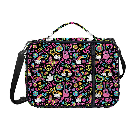 Hippie Peace Sign And Love Pattern Print Shoulder Strap Bible Bag