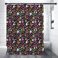 Hippie Peace Sign And Love Pattern Print Shower Curtain