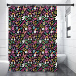 Hippie Peace Sign And Love Pattern Print Shower Curtain