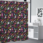 Hippie Peace Sign And Love Pattern Print Shower Curtain