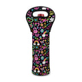 Hippie Peace Sign And Love Pattern Print Single Neoprene Wine Tote