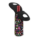 Hippie Peace Sign And Love Pattern Print Single Neoprene Wine Tote