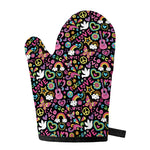 Hippie Peace Sign And Love Pattern Print Single Oven Mitt