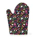 Hippie Peace Sign And Love Pattern Print Single Oven Mitt