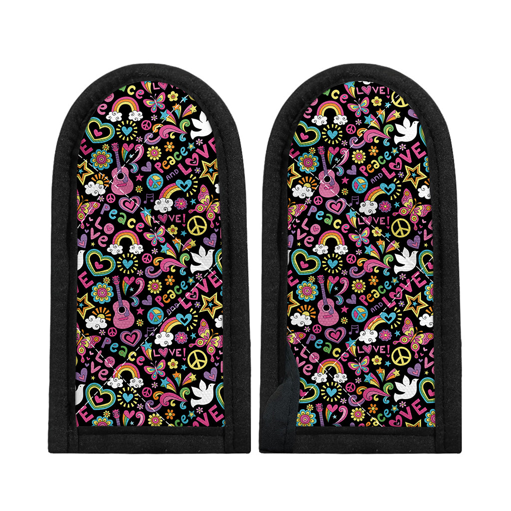 Hippie Peace Sign And Love Pattern Print Skillet Handle Cover