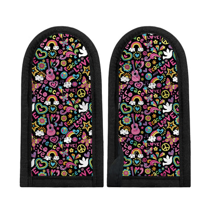 Hippie Peace Sign And Love Pattern Print Skillet Handle Cover