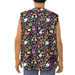 Hippie Peace Sign And Love Pattern Print Sleeveless Baseball Jersey