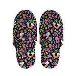 Hippie Peace Sign And Love Pattern Print Slippers