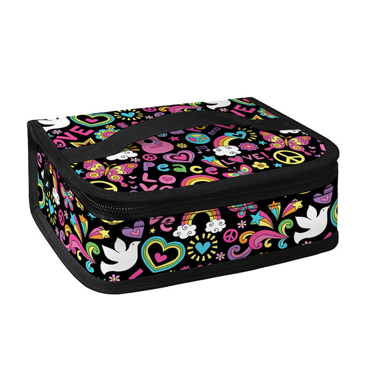 Hippie Peace Sign And Love Pattern Print Small Lunch Bag