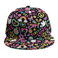 Hippie Peace Sign And Love Pattern Print Snapback Cap