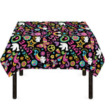 Hippie Peace Sign And Love Pattern Print Tablecloth